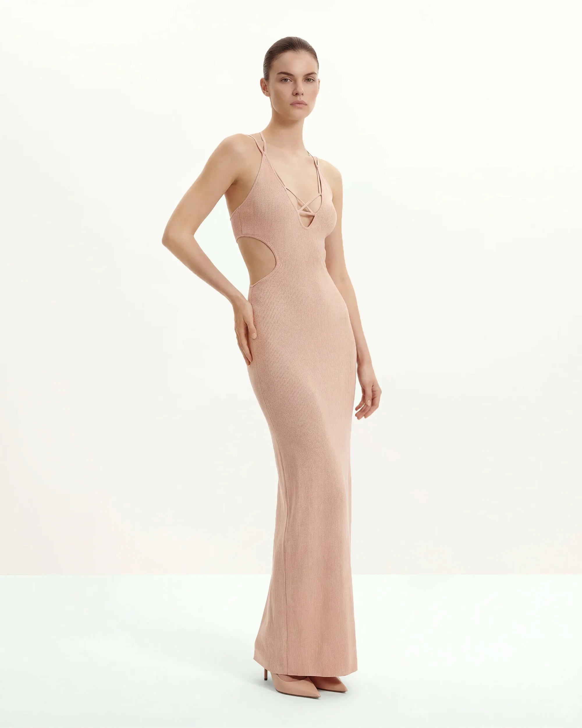 Ribbed Knit Cutout Maxi Dress - Pink sold by JW PEI product image thumbnail 2