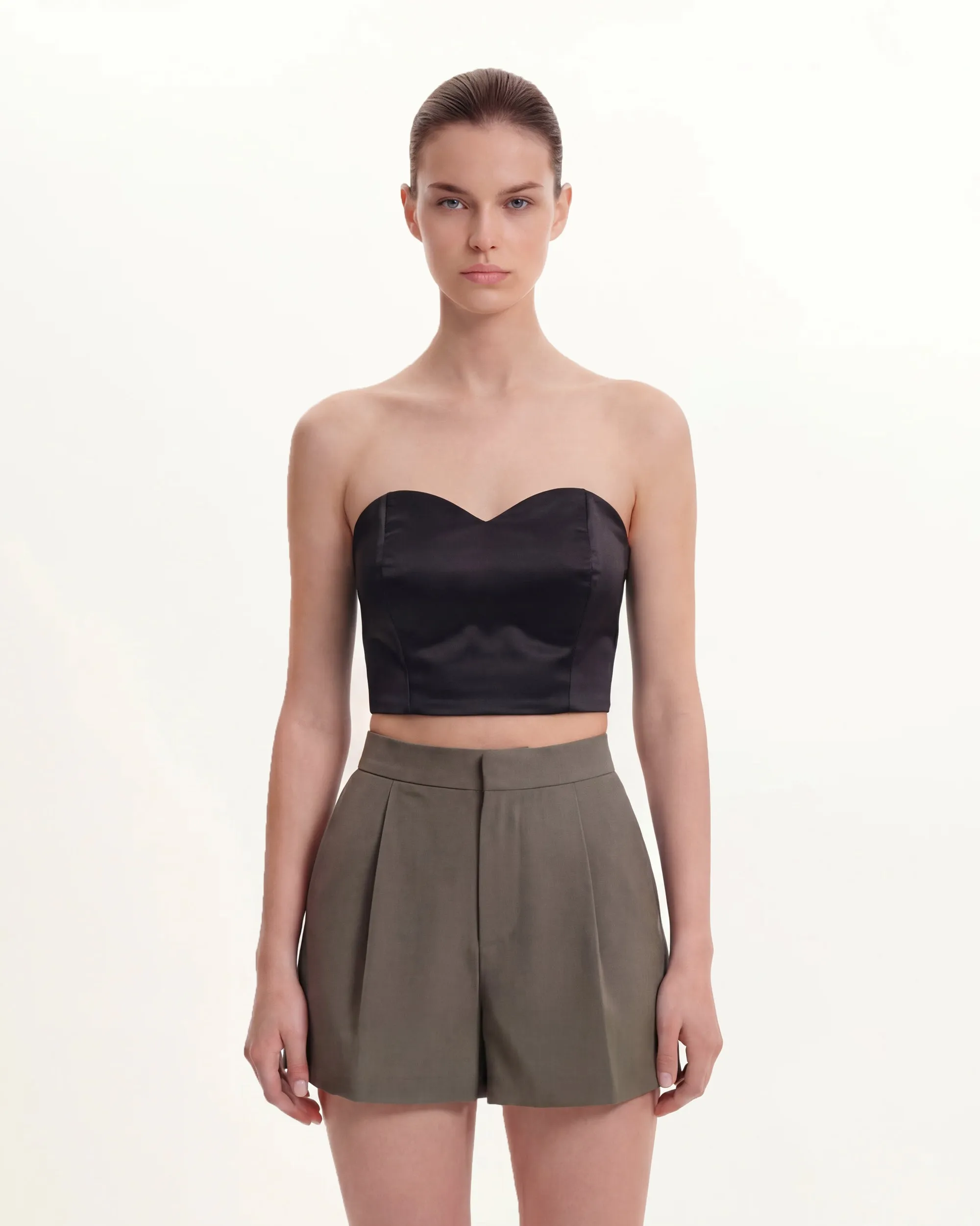 Woven Cotton Tailored Shorts - Green Khaki sold by JW PEI product image thumbnail 3