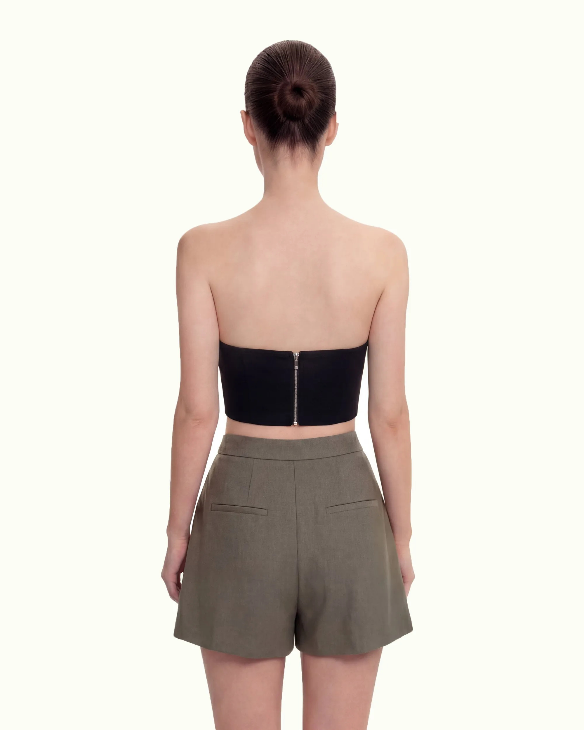 Woven Cotton Tailored Shorts - Green Khaki sold by JW PEI product image thumbnail 4