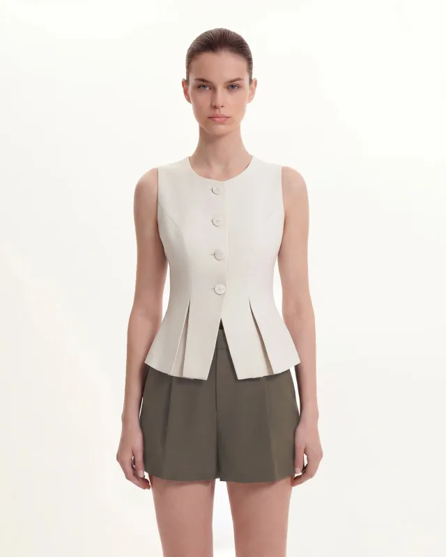 Woven Cotton Tailored Shorts - Green Khaki sold by JW PEI