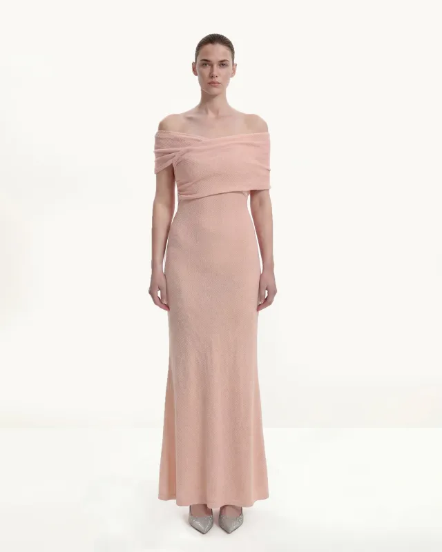 Twist Off-Shoulder Bodycon Maxi Dress - Pink sold by JW PEI