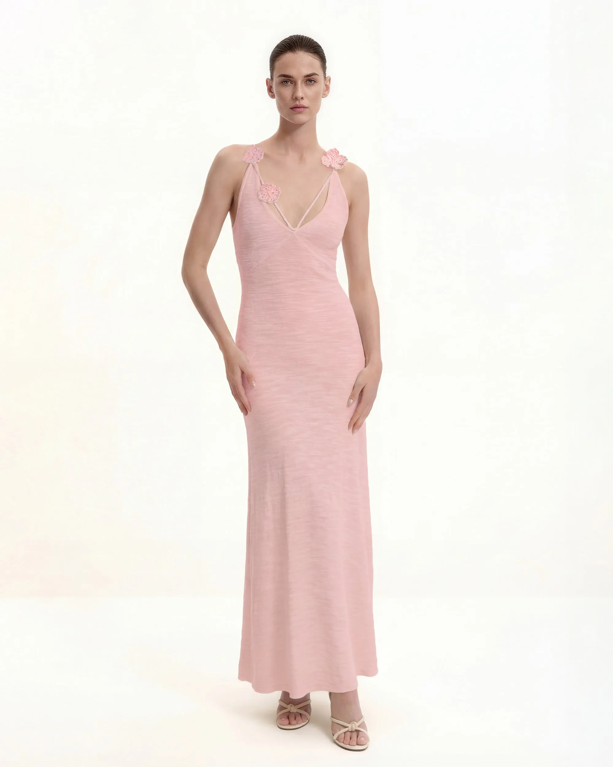 Textured Knit Halter Maxi Dress - Pink sold by JW PEI