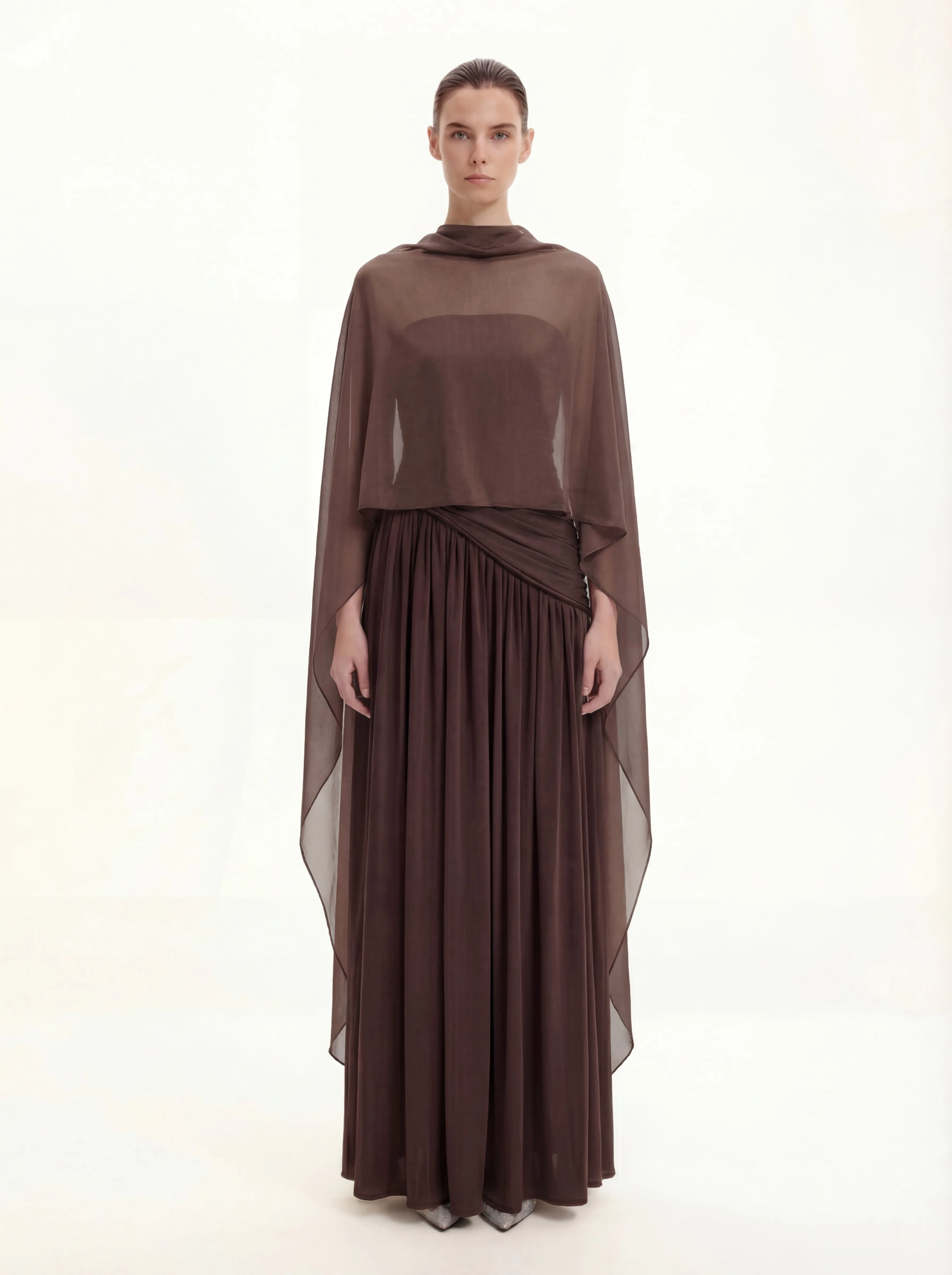 Tulle Cape Shawl - Brown sold by JW PEI