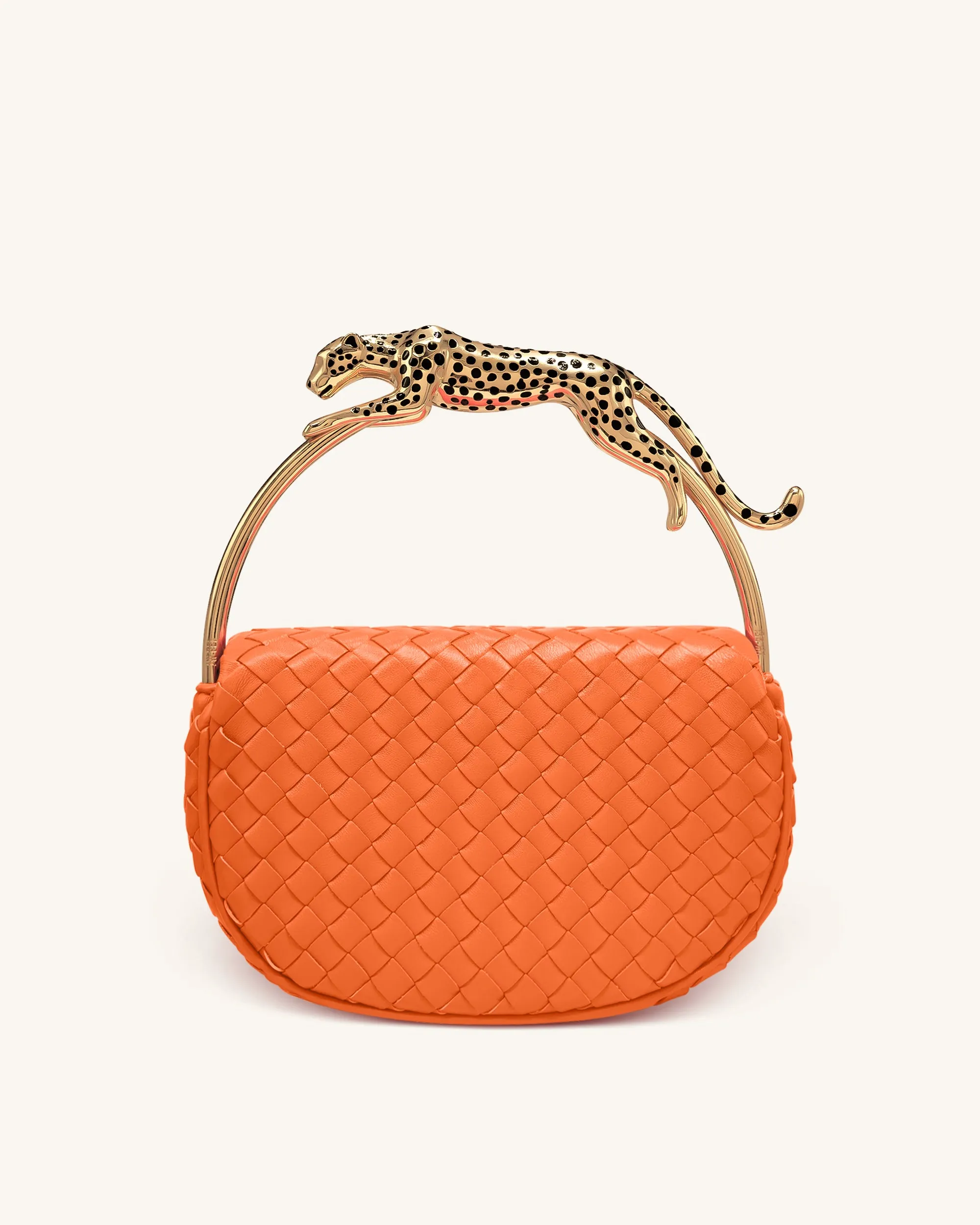Ione Leopard Shaped Hardware Handle Woven Top Handle Bag - Orange sold by JW PEI product image thumbnail 3