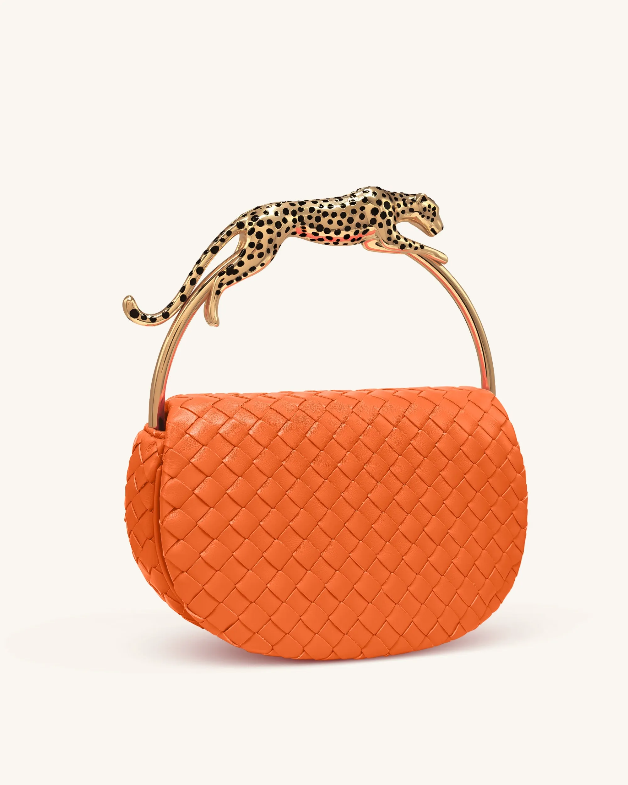 Ione Leopard Shaped Hardware Handle Woven Top Handle Bag - Orange sold by JW PEI product image thumbnail 2