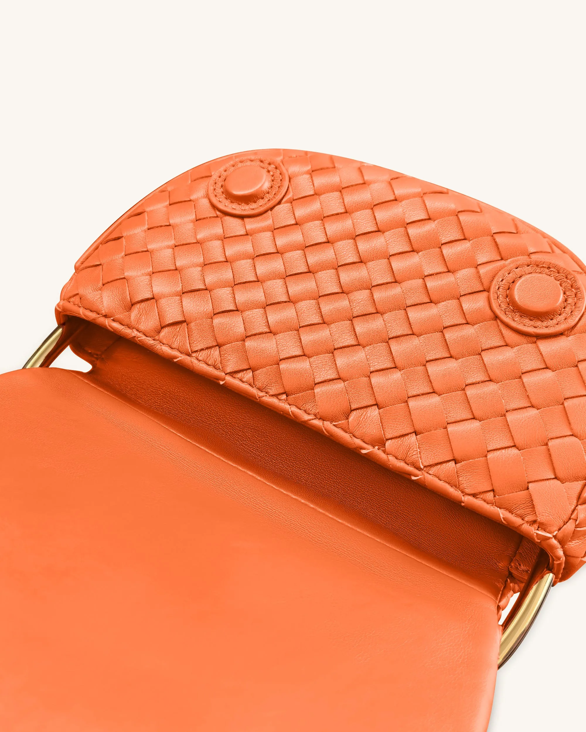 Ione Leopard Shaped Hardware Handle Woven Top Handle Bag - Orange sold by JW PEI product image thumbnail 4