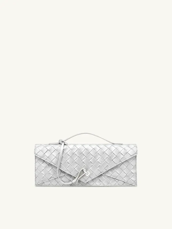 Celeste Woven Textured Envelope Top Handle Bag - Silver sold by JW PEI