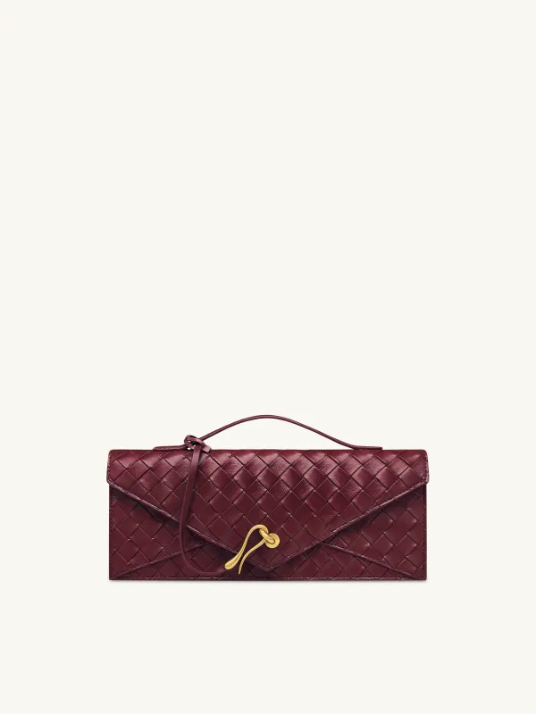 Celeste Woven Textured Envelope Top Handle Bag - Burgundy sold by JW PEI