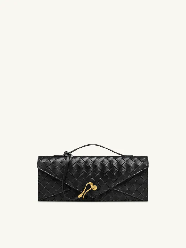 Celeste Woven Textured Envelope Top Handle Bag - Black sold by JW PEI