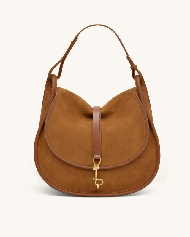 Arla Large Faux Suede Hobo Bag - Camel made by JW PEI