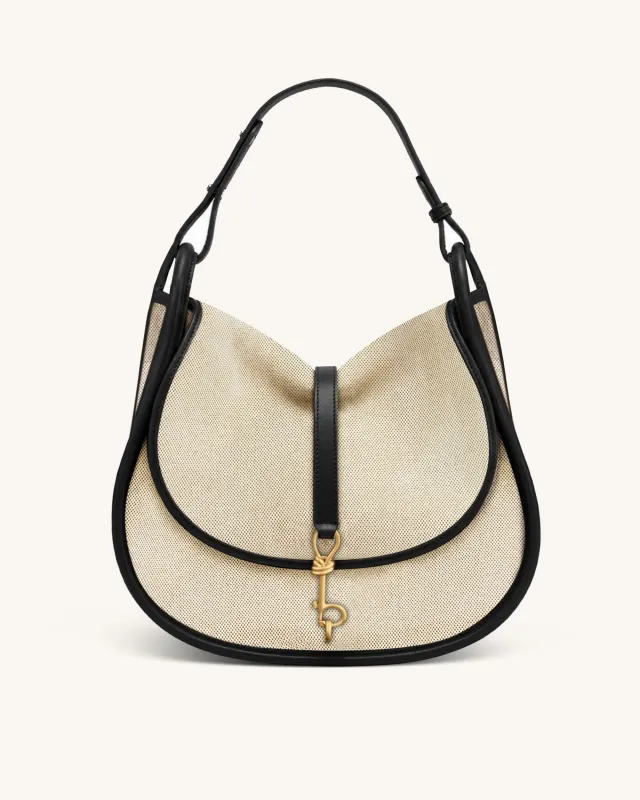 Arla Large Hobo Bag - Black Canvas sold by JW PEI