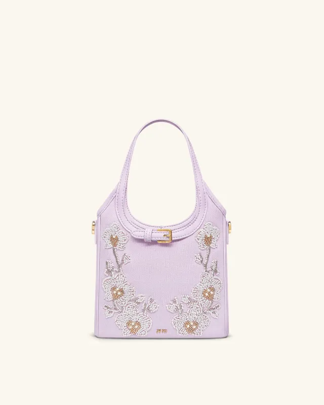 Brooke Mini Belted Embellished Orchid Beaded Top Handle Bag - Lavender sold by JW PEI
