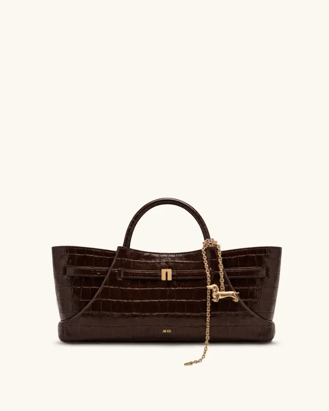 Maeve Dachshund Metal Charm Tote Bag - Dark Brown Croc sold by JW PEI