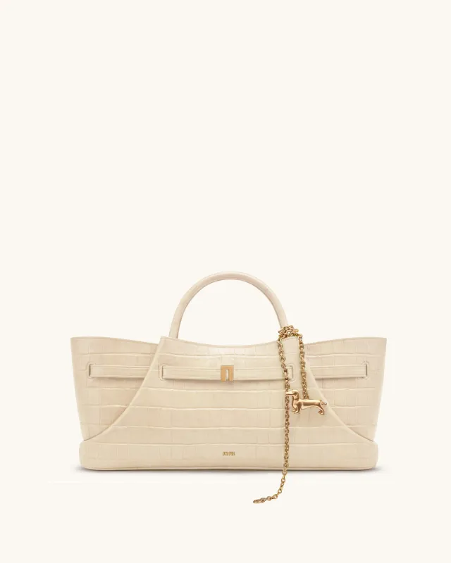 Maeve Dachshund Metal Charm Tote Bag - Ivory Croc sold by JW PEI