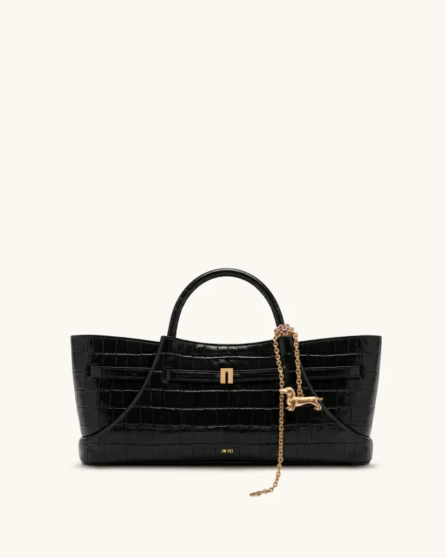 Maeve Dachshund Metal Charm Tote Bag - Black Croc sold by JW PEI