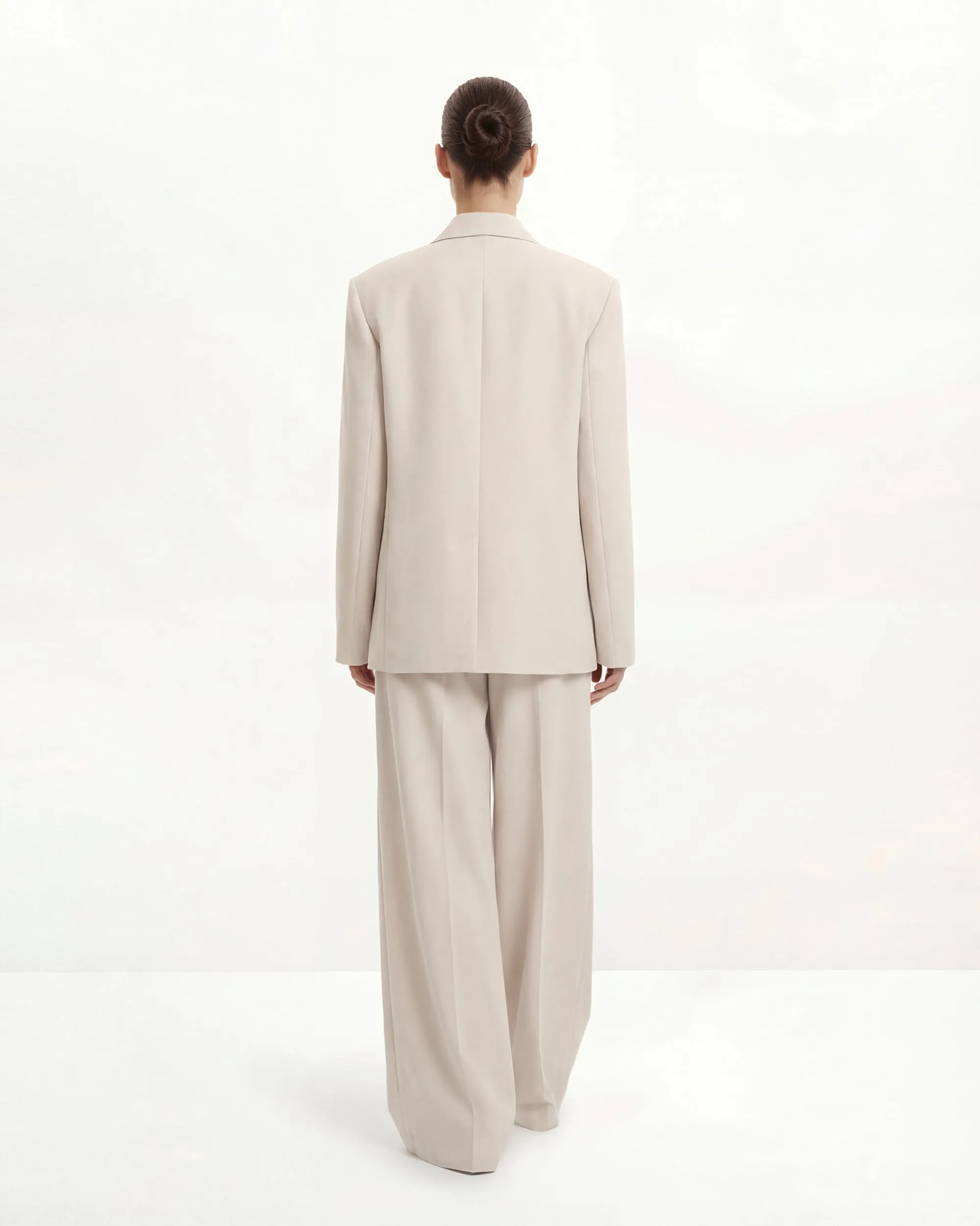 Structured Power-Shoulder Double-Breasted Blazer - Beige sold by JW PEI product image thumbnail 2