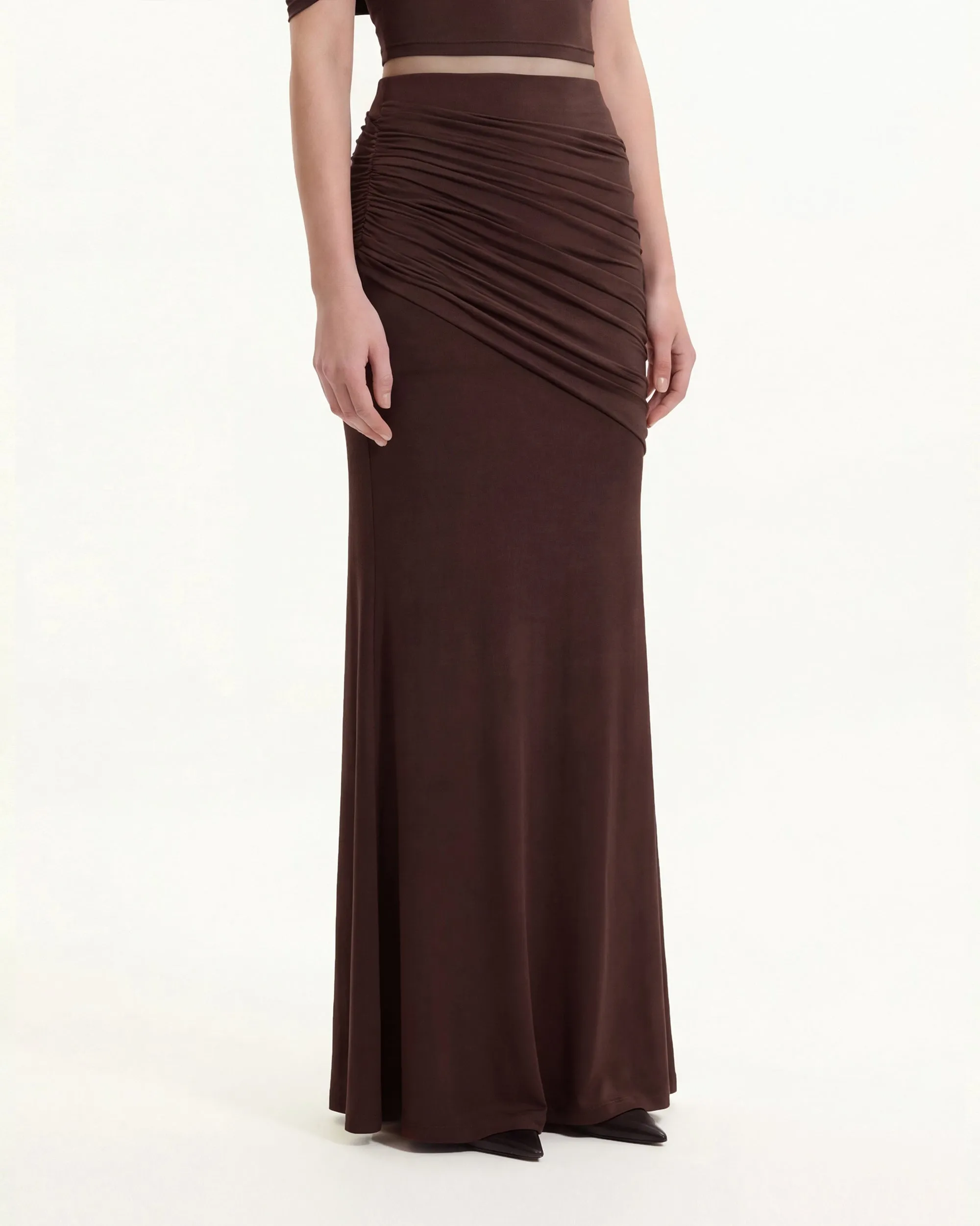 Ruched Column Maxi Skirt - Brown sold by JW PEI product image thumbnail 3