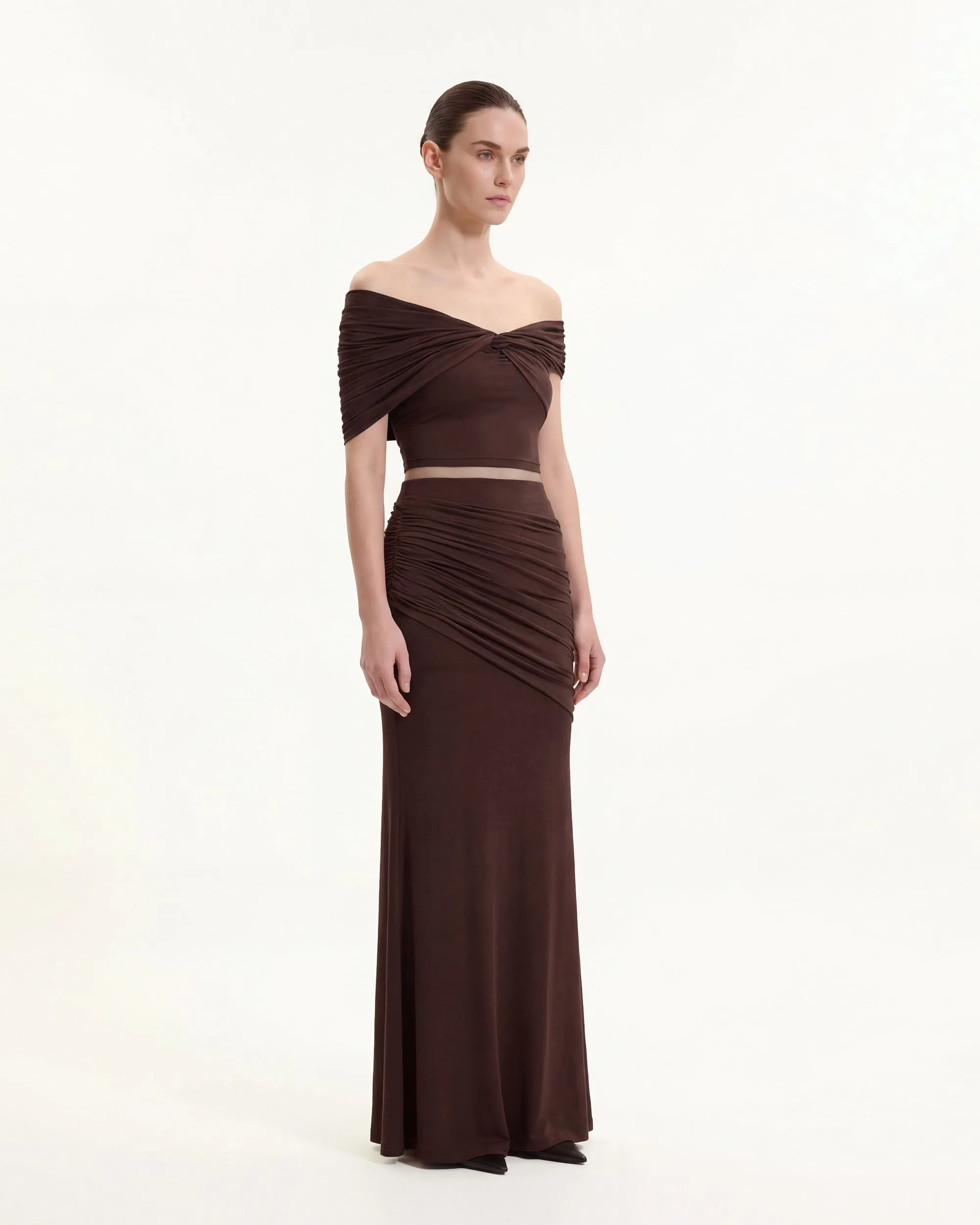 Ruched Column Maxi Skirt - Brown sold by JW PEI product image thumbnail 5
