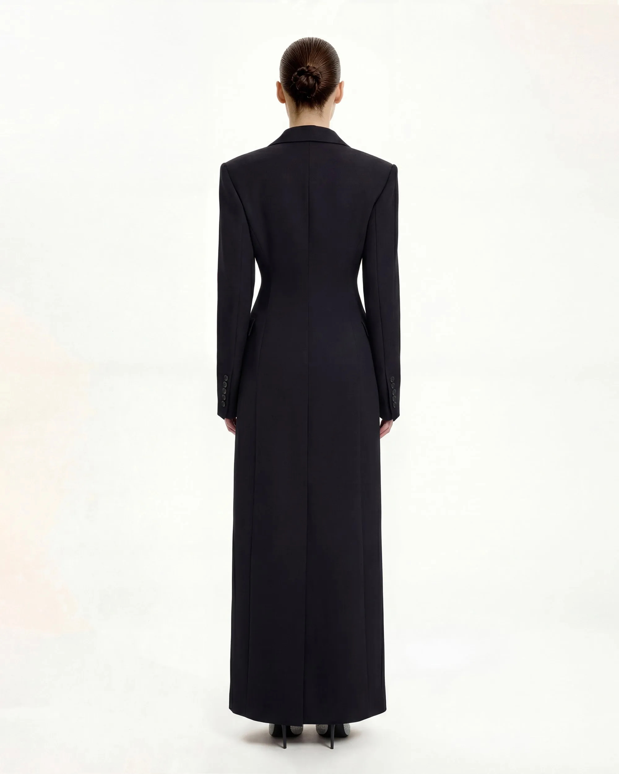 Structured Shoulder Fitted Lapel Maxi Coat - Black sold by JW PEI product image thumbnail 2