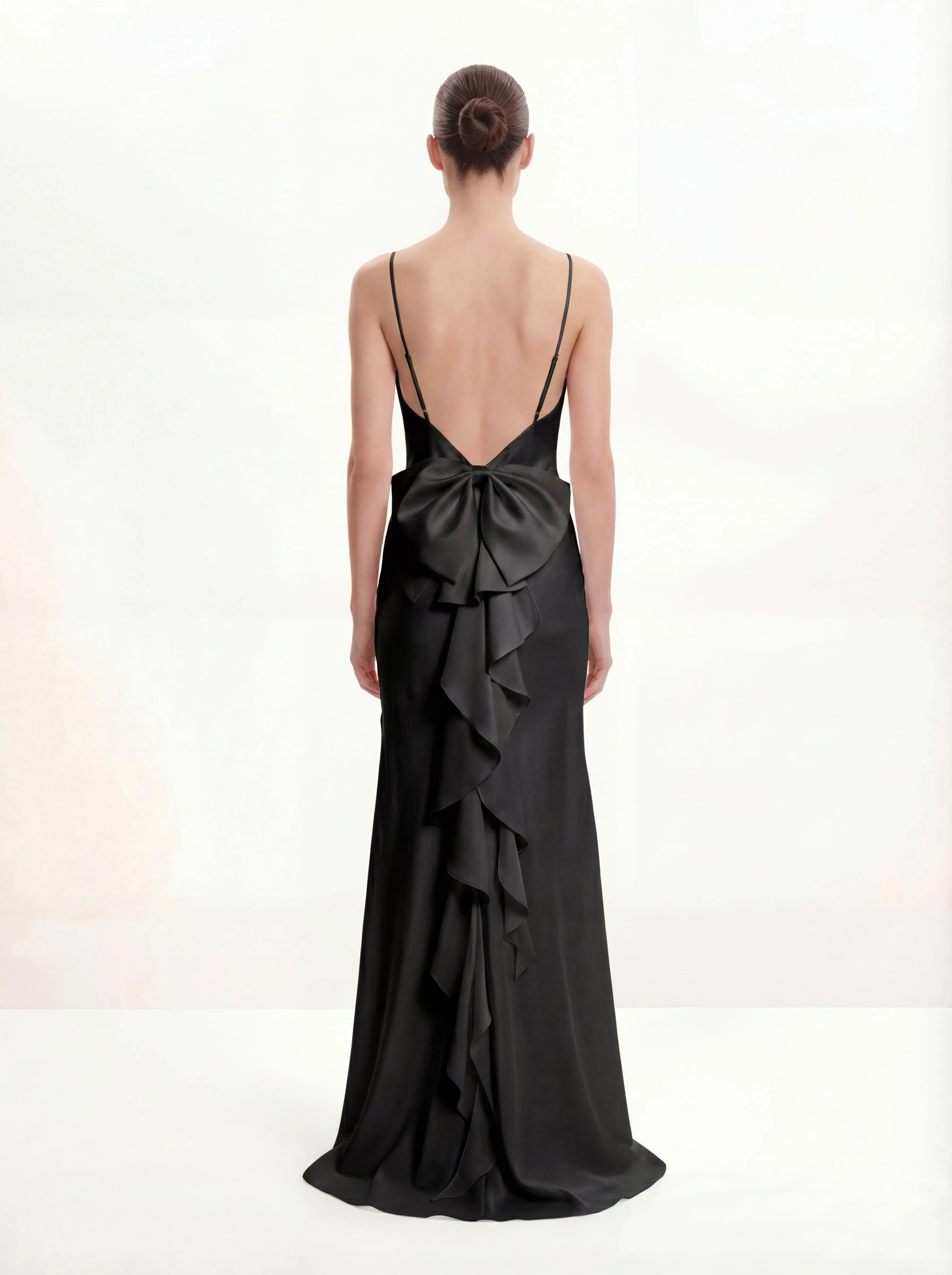 Satin Cowl-Neck Bow-Back Maxi Dress - Black sold by JW PEI product image thumbnail 2