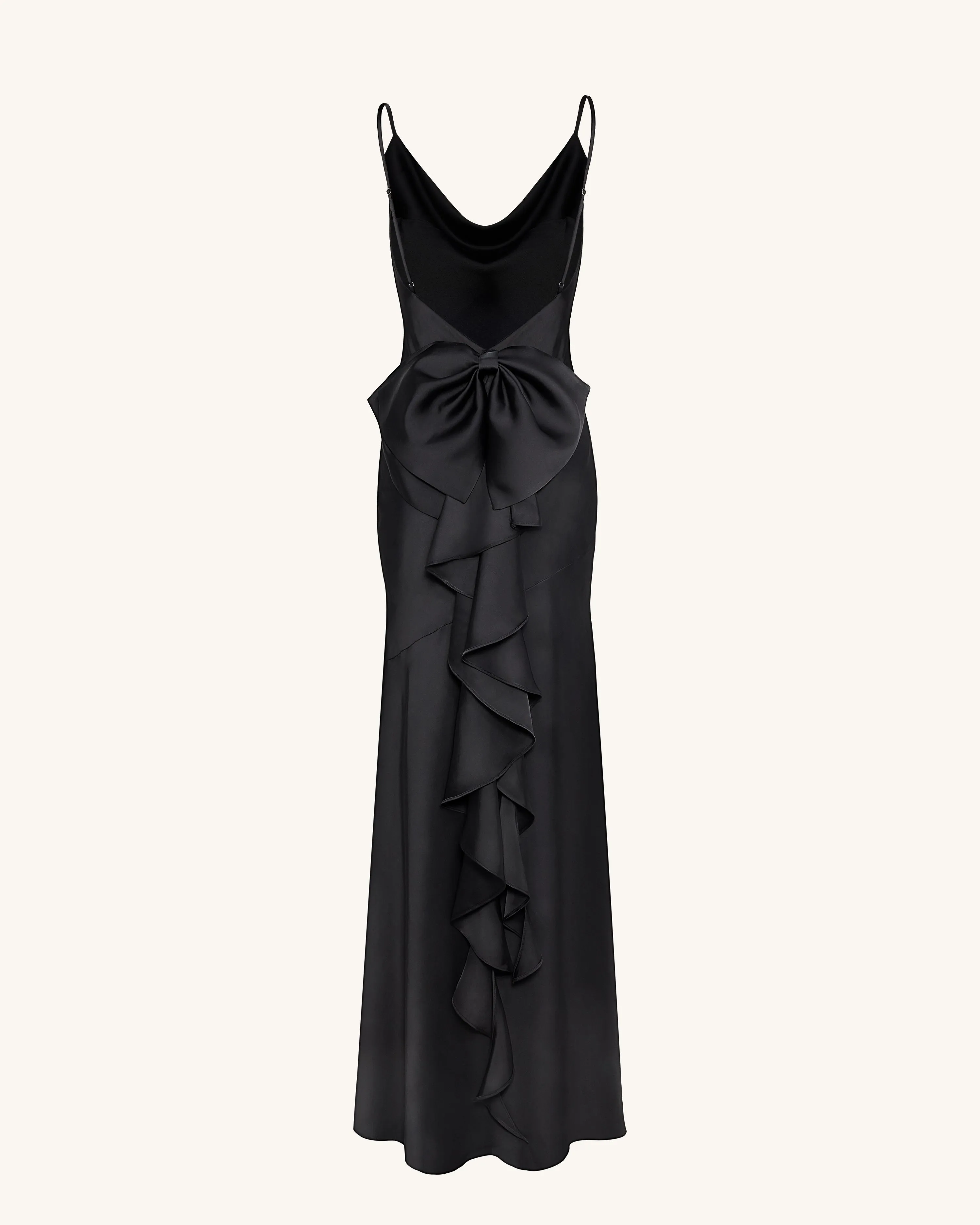 Satin Cowl-Neck Bow-Back Maxi Dress - Black sold by JW PEI product image thumbnail 5