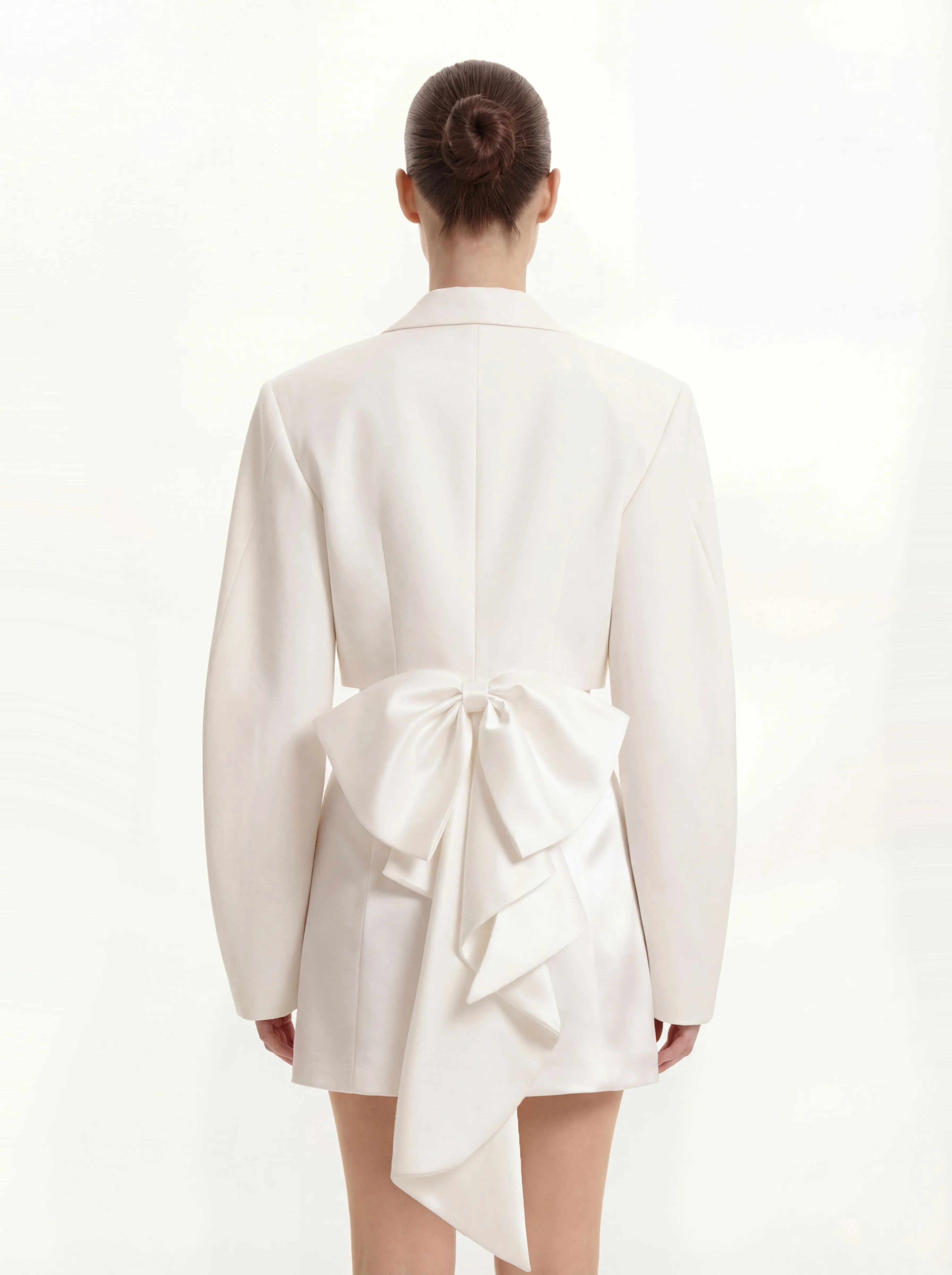 Structured Power-Shoulder Cropped Blazer - White sold by JW PEI product image thumbnail 2