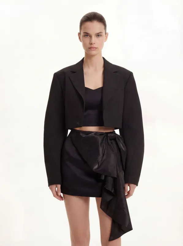 Structured Power-Shoulder Cropped Blazer - Black sold by JW PEI