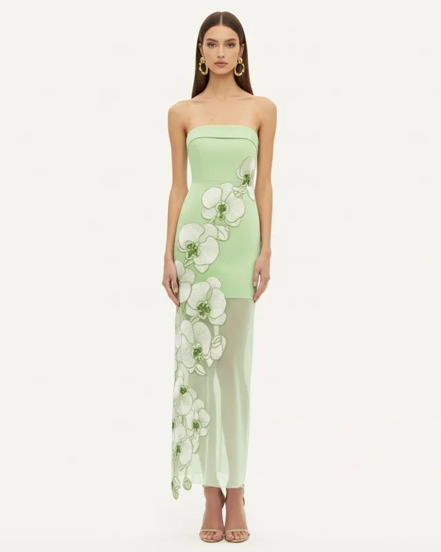 Orchid Embroidered Dress - Light Green sold by JW PEI