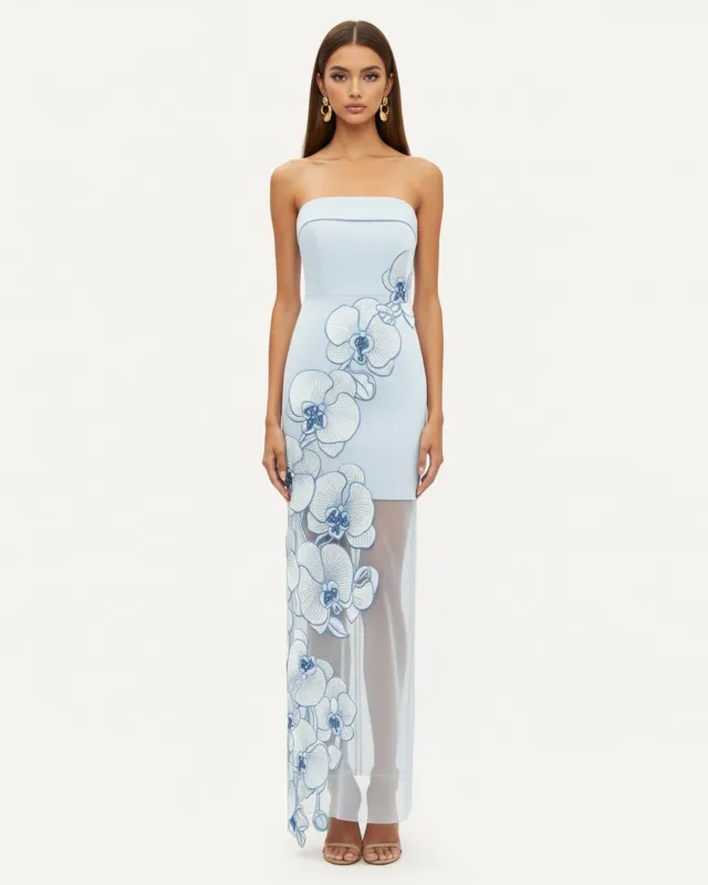 Orchid Embroidered Dress - Light Blue sold by JW PEI