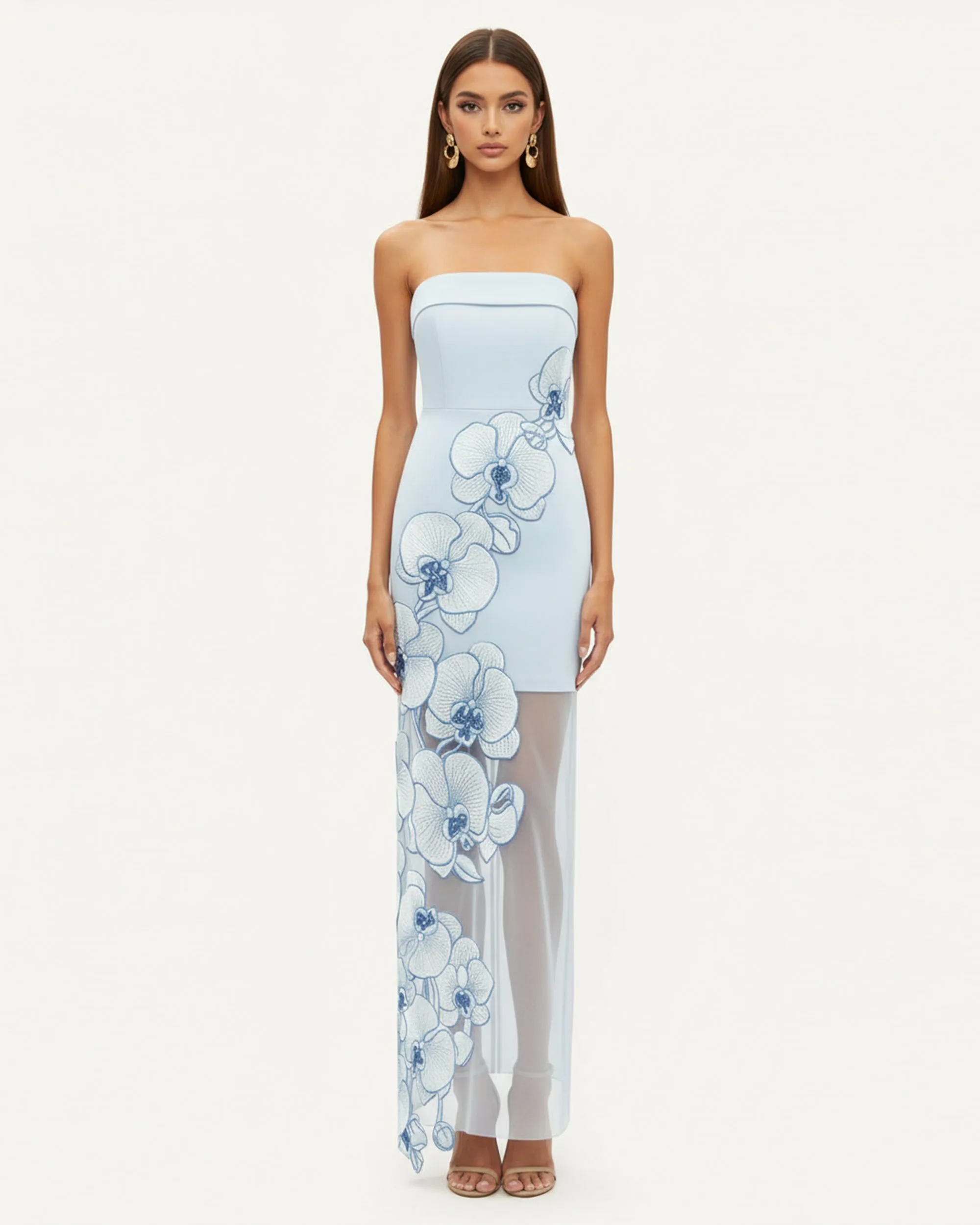 Orchid Embroidered Dress - Light Blue sold by JW PEI