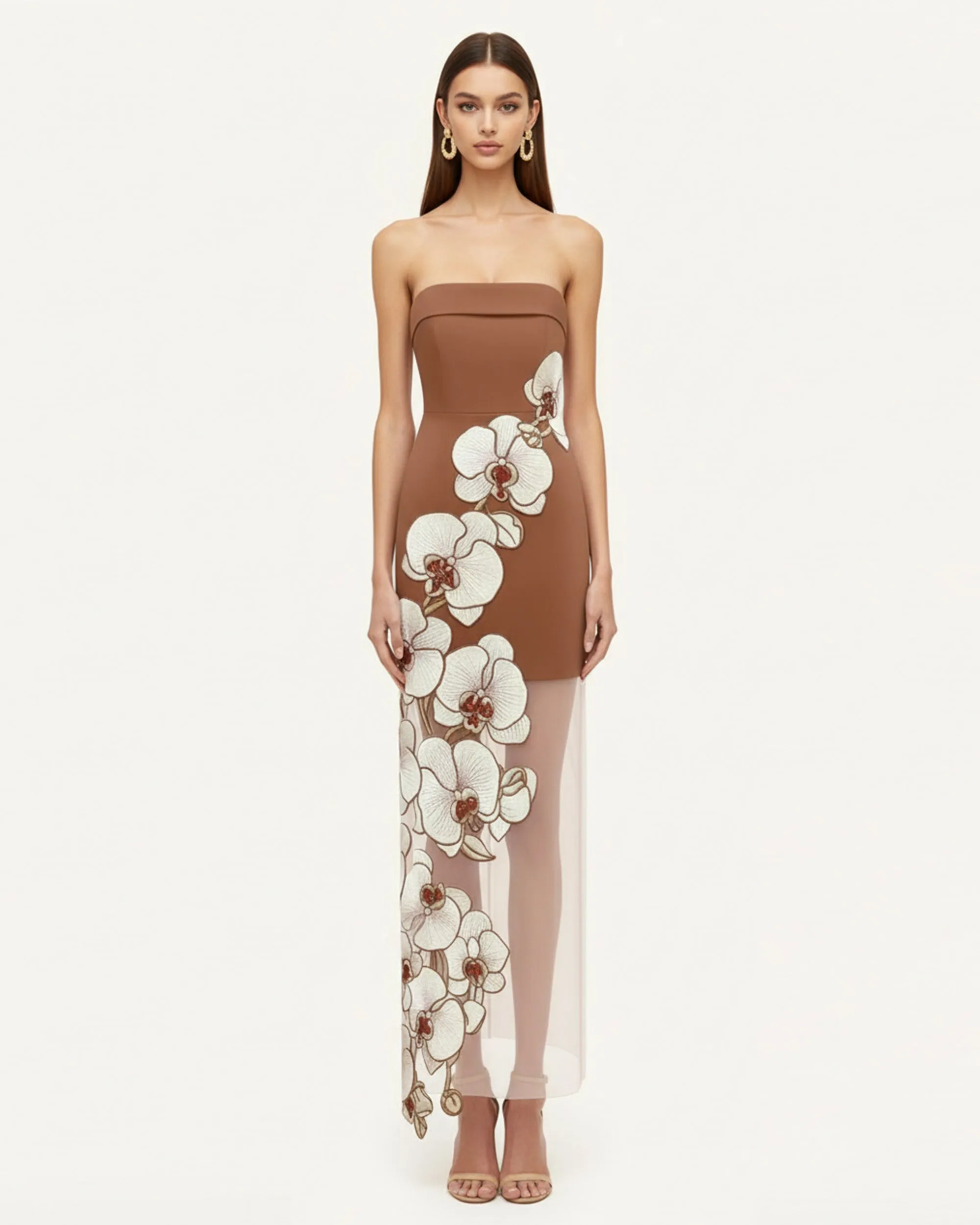 Orchid Embroidered Dress - Brown sold by JW PEI