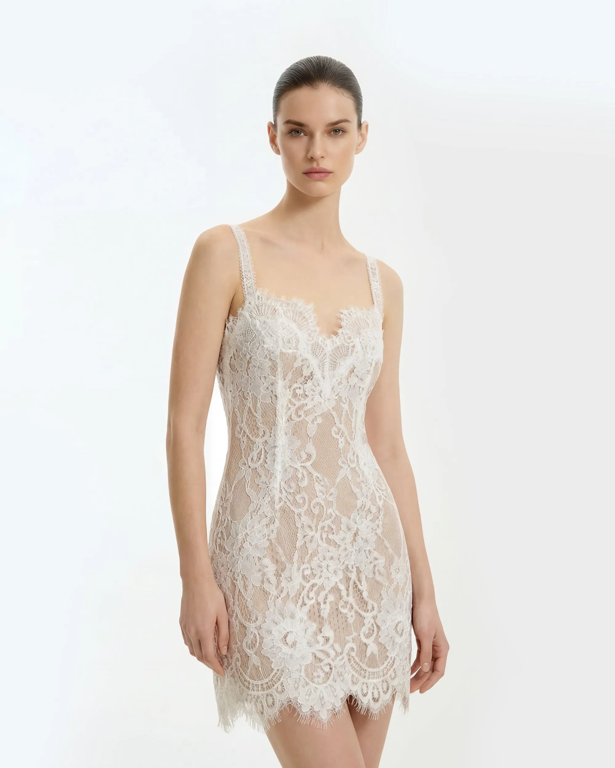 Eyelash Lace Bustier Bodycon Dress - White sold by JW PEI product image thumbnail 2