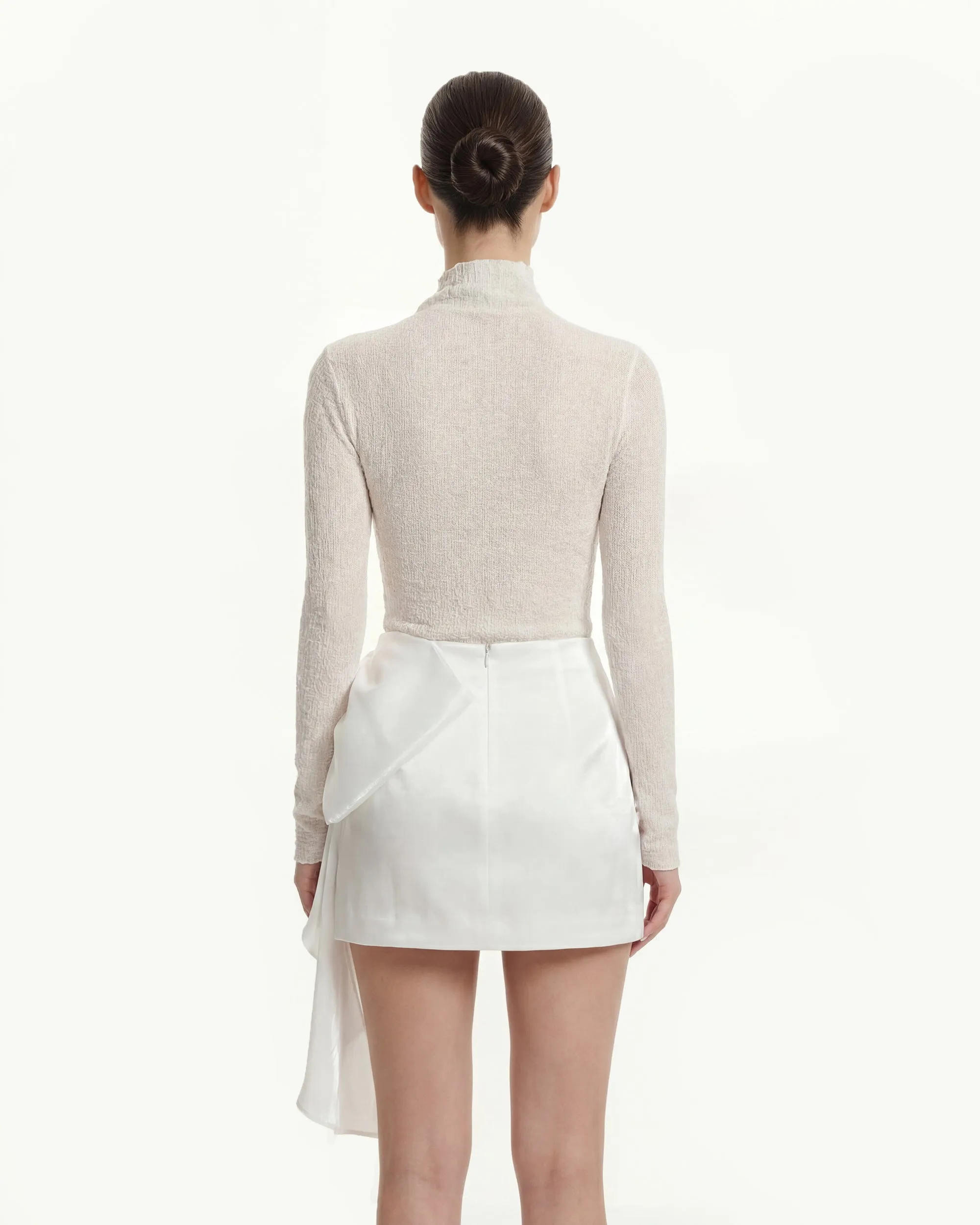 Textured high-neck knitted top with metal button details - White sold by JW PEI product image thumbnail 3