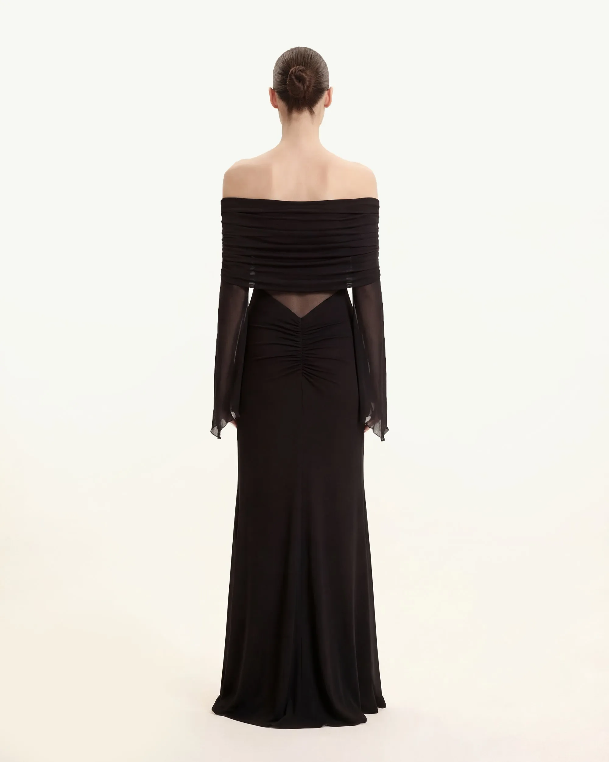 Twisted Tulle Paneled Off-Shoulder Maxi Dress - Black sold by JW PEI product image thumbnail 2