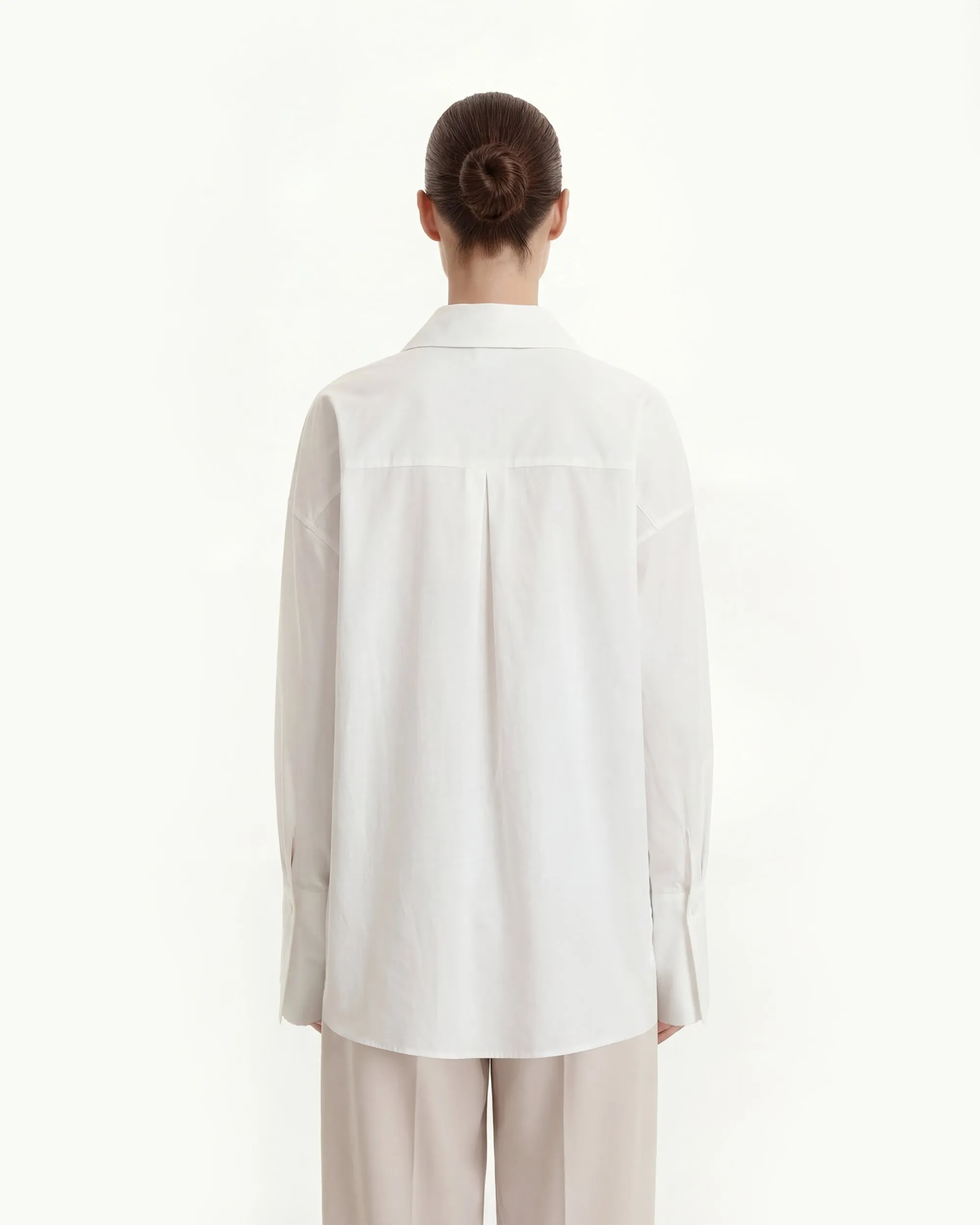 Poplin Concealed Placket Oversized Shirt - White sold by JW PEI product image thumbnail 3