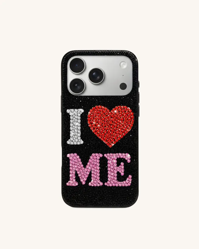I Love Me Artificial Crystal Phone Case - Black sold by JW PEI