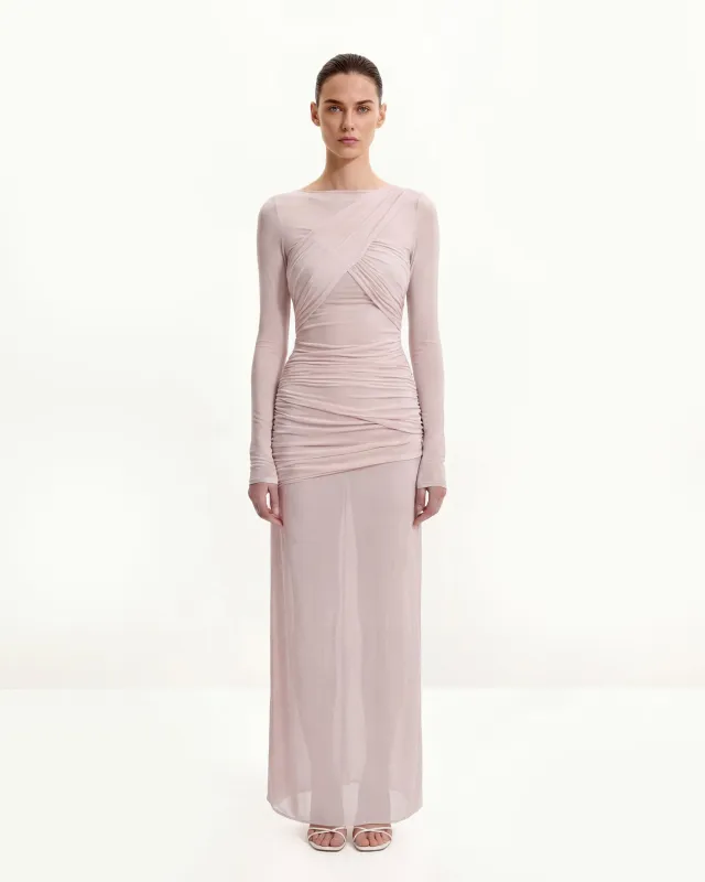 Twist Ruched Bodycon Long Sleeve Dress - Pink sold by JW PEI