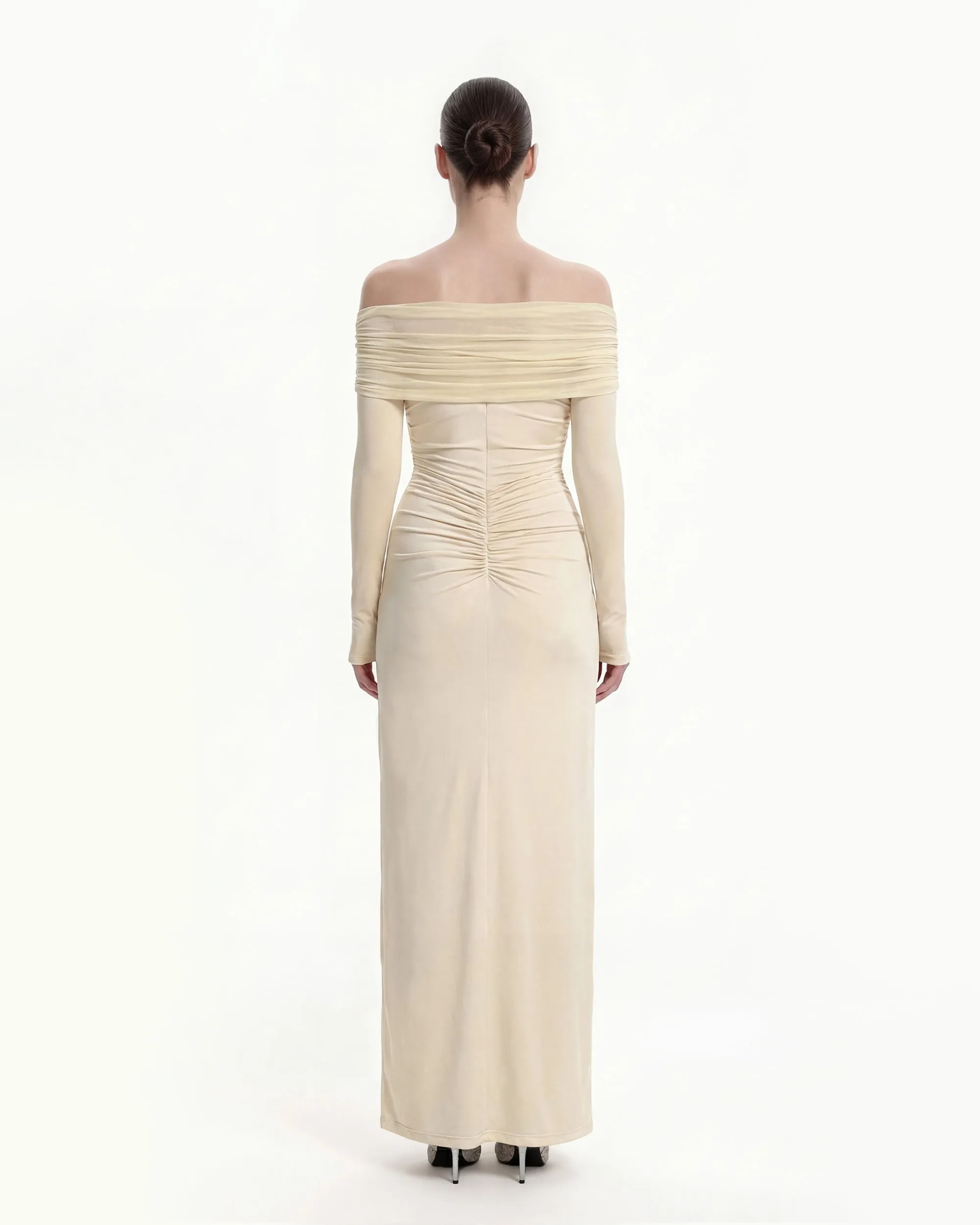 Off-Shoulder Cutout Twist-Knot Maxi Dress - Cream sold by JW PEI product image thumbnail 3
