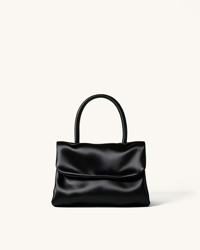 Ava Satin Top Handle Bag - Black sold by JW PEI