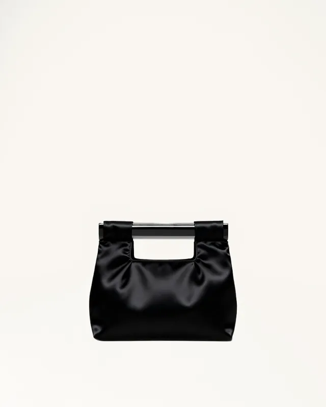 Nora Satin Top Handle Bag - Black sold by JW PEI