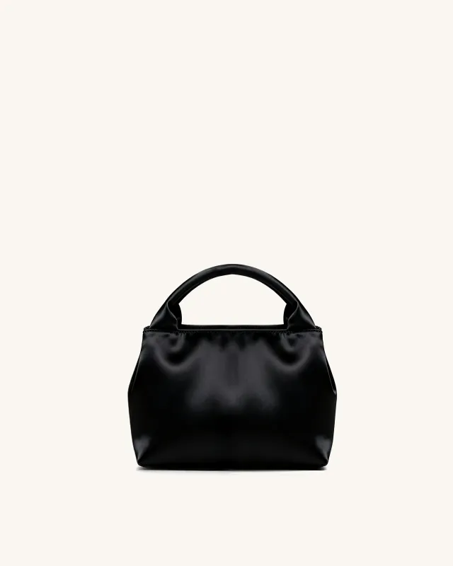 Aria Satin Top Handle Bag - Black sold by JW PEI