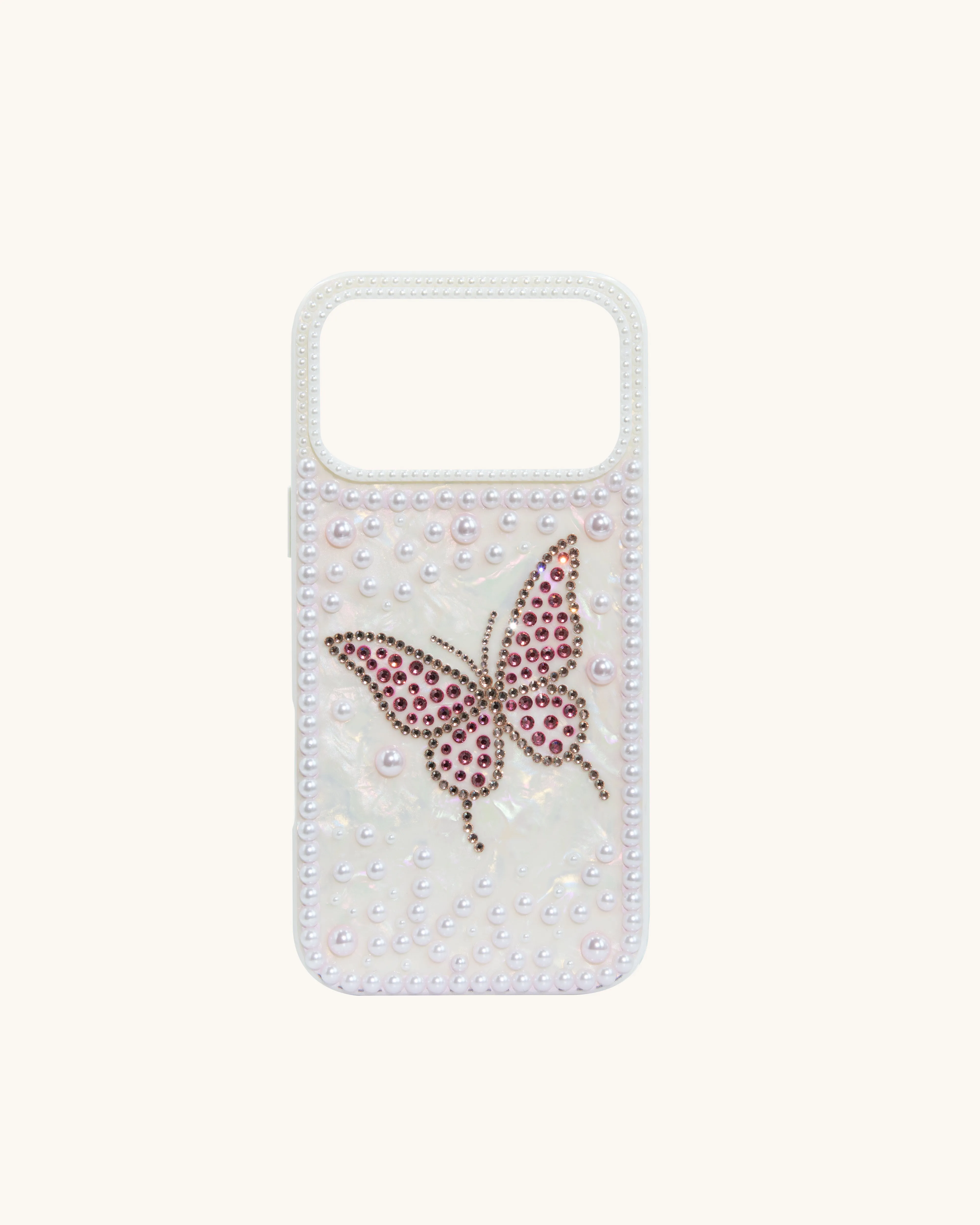 Butterfly Pearl Artificial Crystal Phone Case – White sold by JW PEI