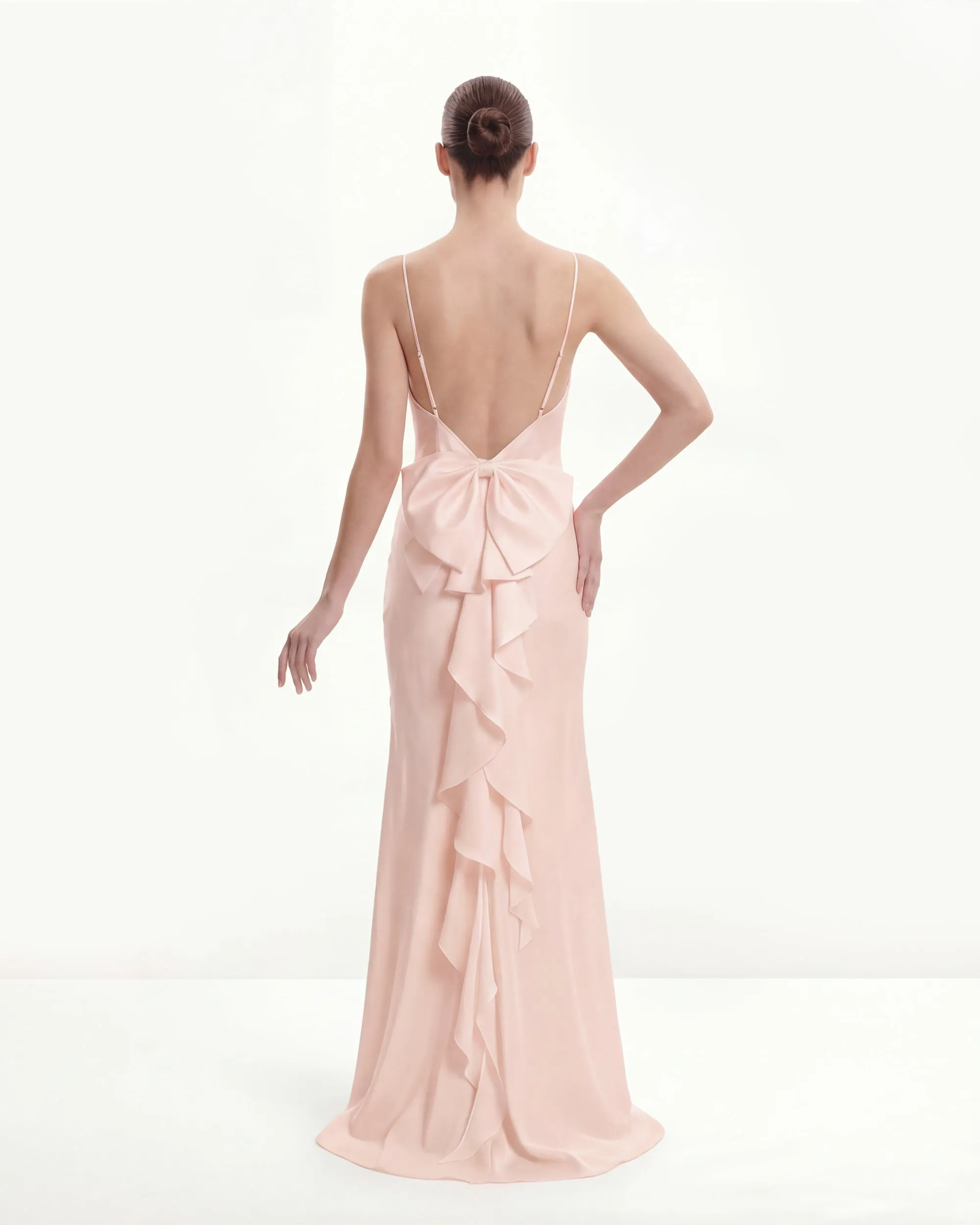 Satin Cowl-Neck Bow-Back Maxi Dress - Pink sold by JW PEI
