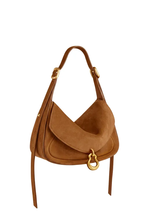 Mira Faux Suede Shoulder Bag - Brown sold by JW PEI