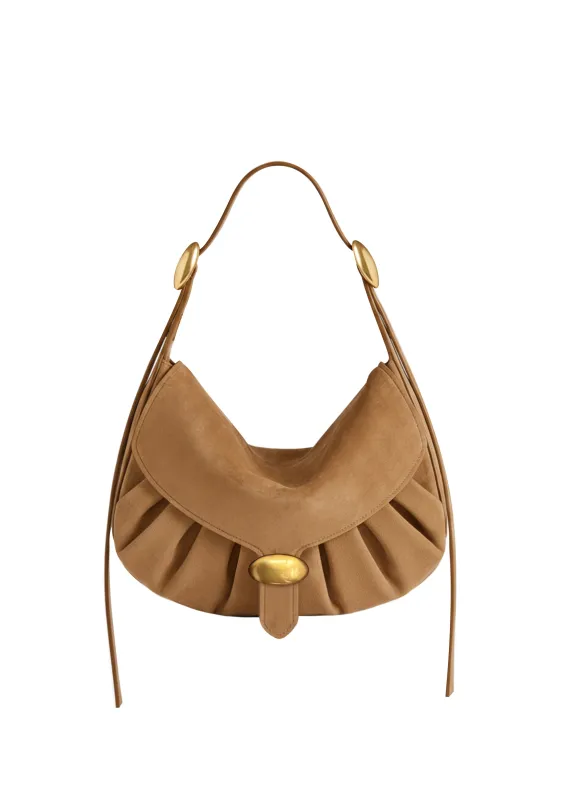 Harper Faux Suede Hobo Bag - Camel sold by JW PEI