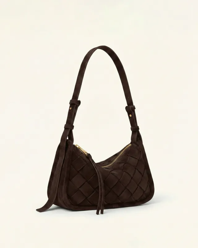 Woven Faux Suede Hobo Bag - Brown sold by JW PEI