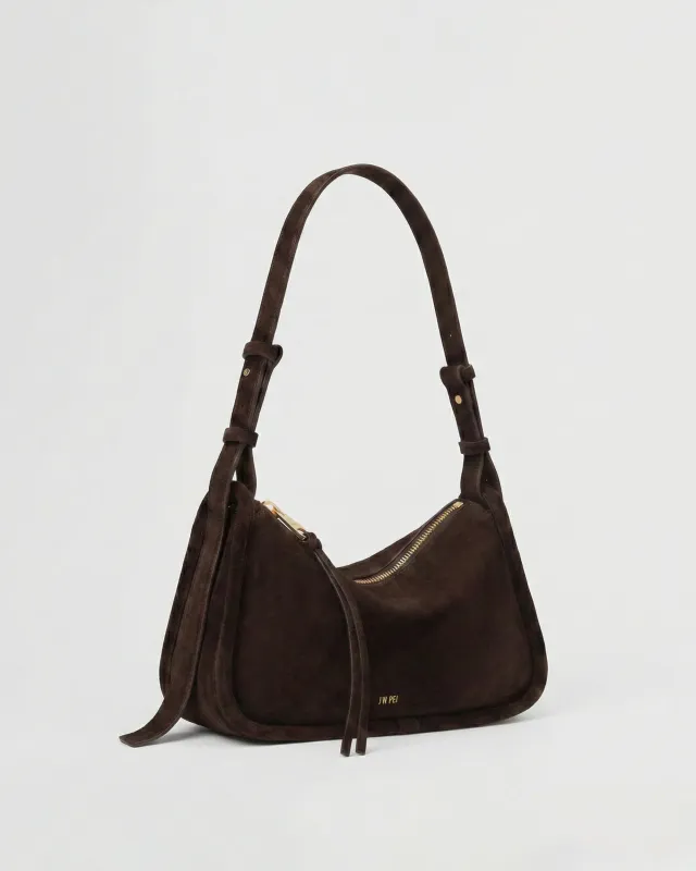 Ava Faux Suede Shoulder Bag - Brown sold by JW PEI
