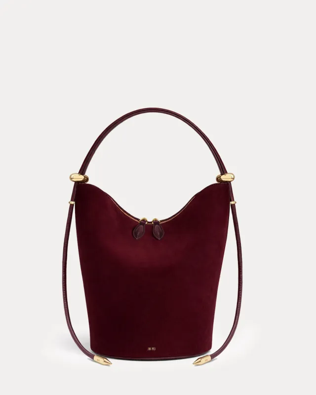 Sasha Faux Suede Bucket Bag - Burgundy sold by JW PEI