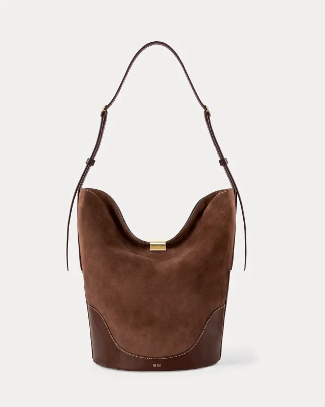 Eden Faux Suede Bucket Bag - Brown sold by JW PEI