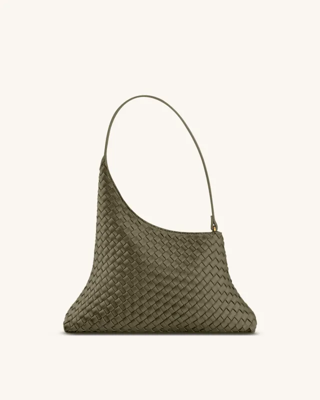 Lyra Woven Shoulder Bag - Olive Green sold by JW PEI